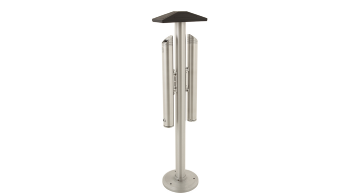 Vrijstaande dubbele asbak, 138 cm, aluminium, VB 659951