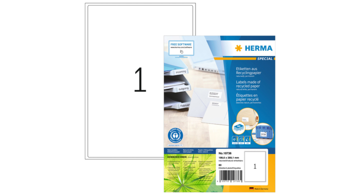 Etiket herma recycling 99.6x289.1mm wit(10736)
