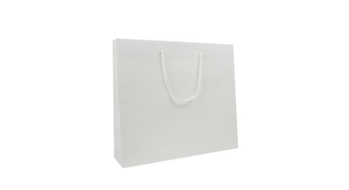 Luxe draagtas, papier, 40+10x35cm, wit, koorden (100 stuks)