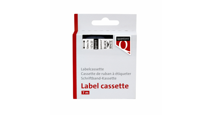 Labeltape quantore 45013 12mmx7m wit/zwart(q45013)