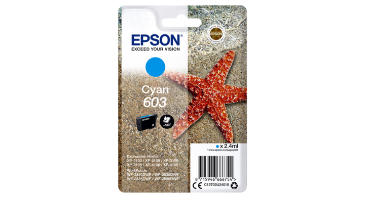 Inkcartridge epson 603 t03u2 blauw(c13t03u24010)