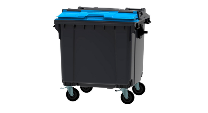 Afvalcontainer, 1100 liter, grijs/blauw, VB 719082