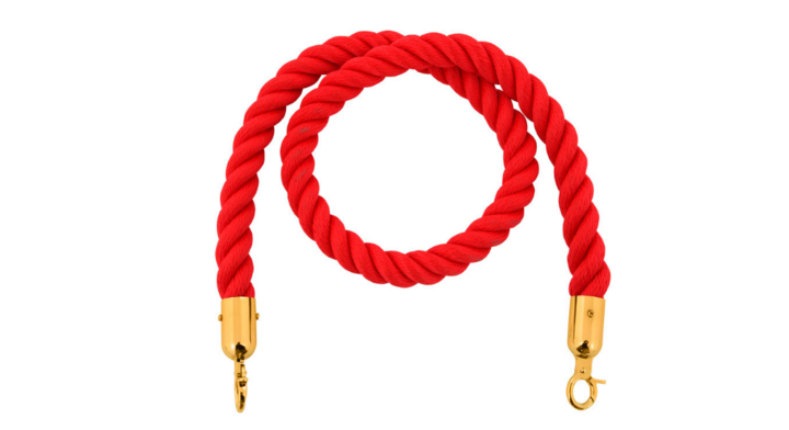 Afzetkoord van henneptouw, rood/messing, VB 964130