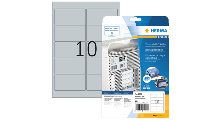 Etiket herma 4223 96x50.8mm zilver 250st(4223)