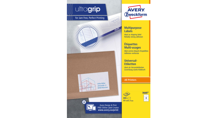 Etiket avery zweck 3660 97x67.7mm 800st
