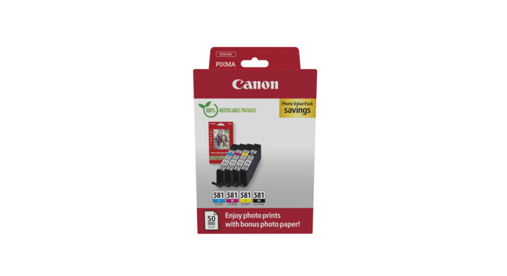 Inkcartridge canon cli-581 + 50vel fotopap 10x15cm(2106c005)