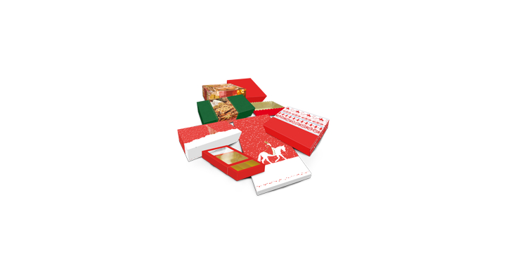 Kerst stoldozen, 391x184x92mm, dessin sfeer (100 stuks)