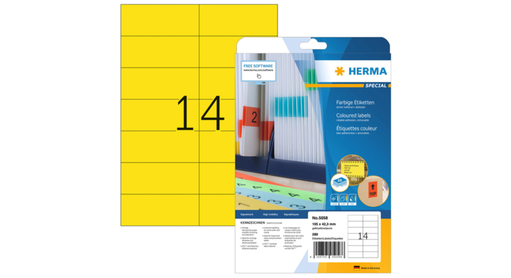 Etiket herma superprint 5058 105x42.3mm geel 350st