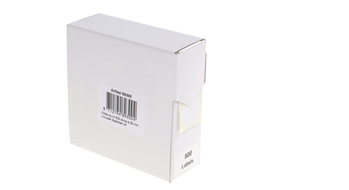 Etiket rillprint 25mm 500st op rol wit(89300)