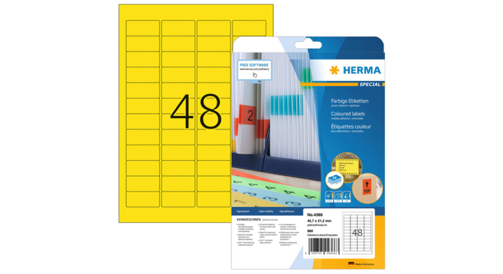 Etiket herma superprint 4366 45.7x21.2mm geel 1200