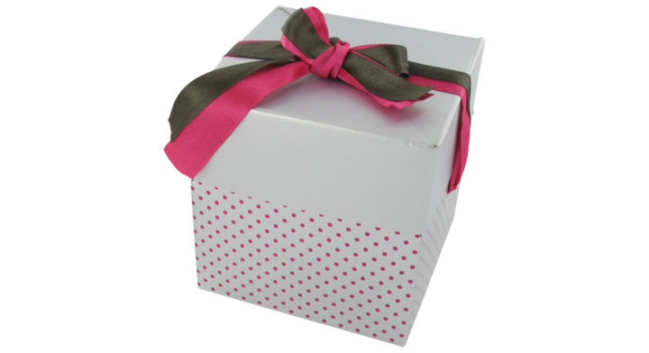 Luxe Geschenkdoos pop up 10x10x10cm Stip Zilver pk a 10stuks