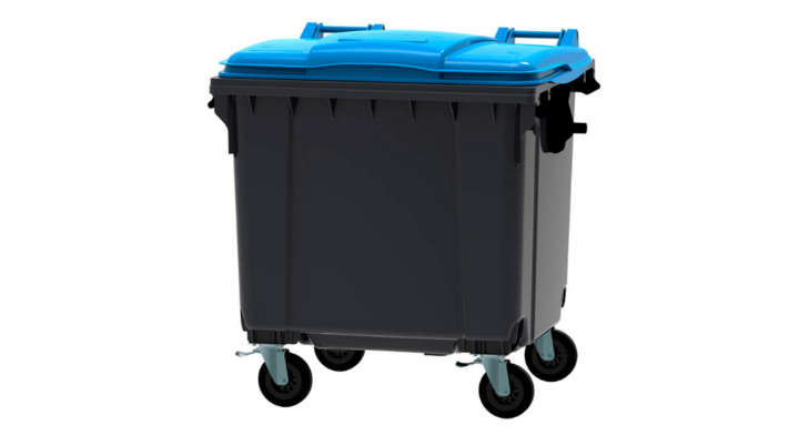 Afvalcontainer, 1100 liter, grijs/blauw, VB 718993