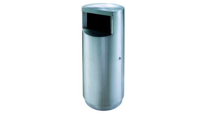 Ronde afvalbak met zijopening, 49 liter, mat RVS, VB 667826