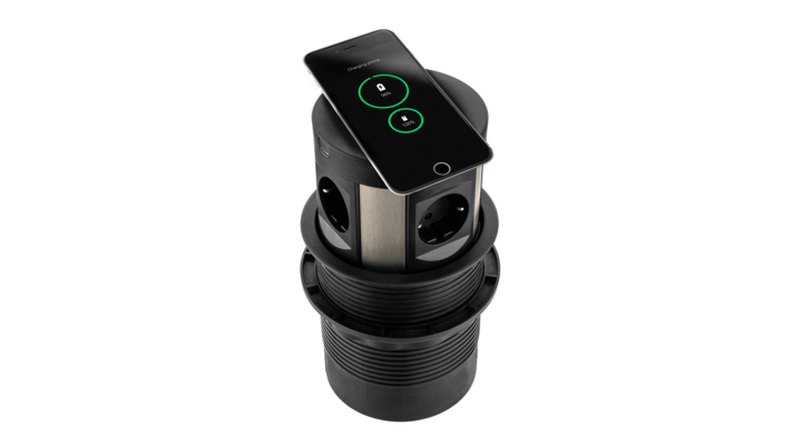 Filex, QI Power Pop-Up Meeting, 4x 230v, 2x USB A+C, zwart