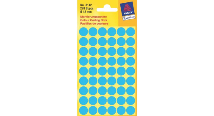 Etiket avery zweck 3142 12mm blauw 270st