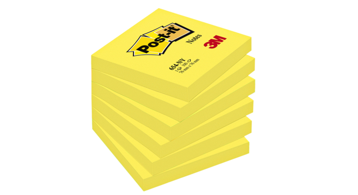 Memoblok 3m post-it n654 76x76mm neon geel