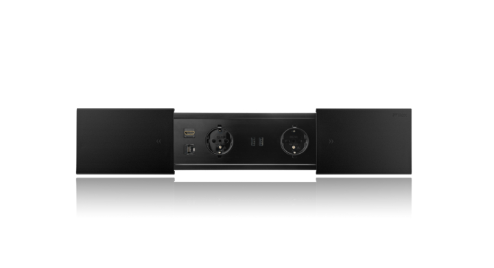 Filex, Desk In Slide, 2x230V, 2xUSB A, 1xCat6, 1xHDMI, zwart