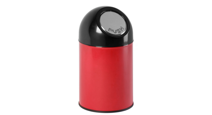 Afvalbak met pushdeksel, 30 liter, rood/zwart, VB 460001