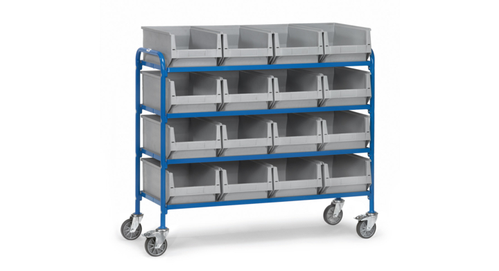 Bijzetwagen met magazijnbakken, 1250x470mm Draagverm. 250kg
