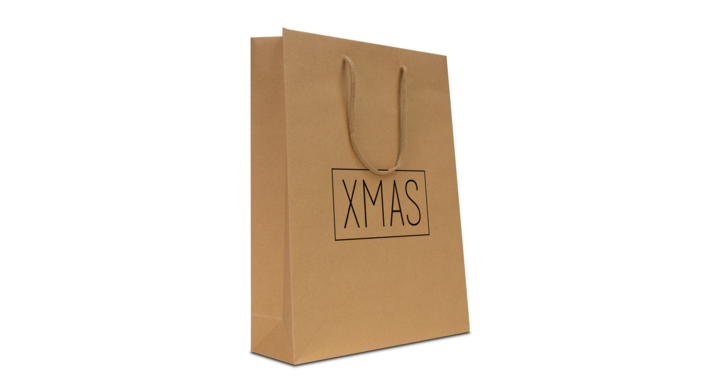 Luxe tas papier, Kerst, 31+10x40cm, dessin XMAS, bruin(100)