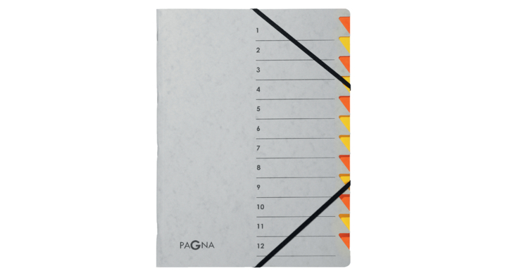 Sorteermap pagna easy 12tab a4 pp grijs/oranje(p4431212)