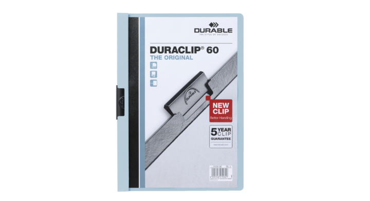 Klemmap durable 2209 a4 pl/tr 6mm blauw