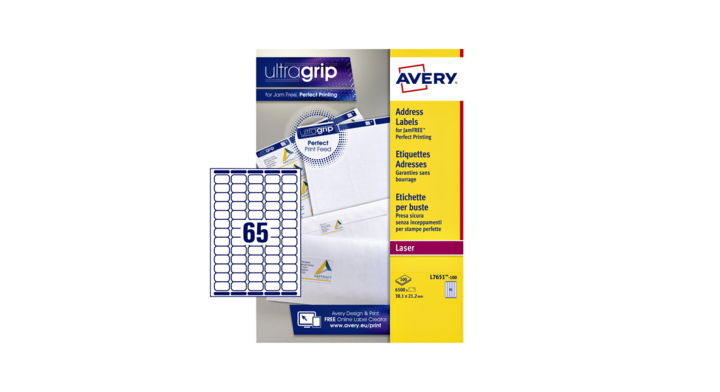 Etiket avery l7651-100 38.1x21.2mm 6500st