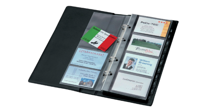 Visitekaartmap sigel 90x58mm 200kaarten zwart(si-vz300)