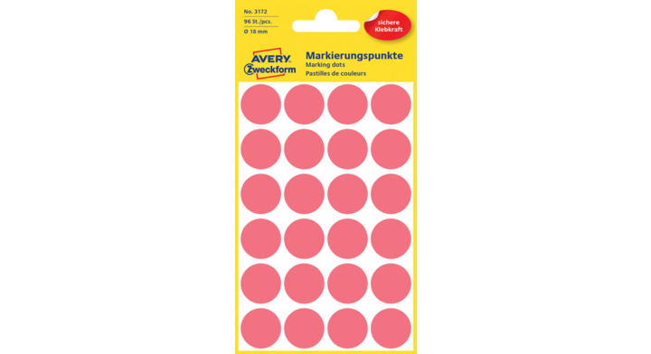 Etiket avery zweck 3172 18mm lichtrood 96st