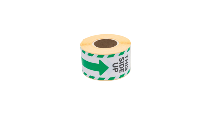 Etiket rillprint this side up wit groen(76105)