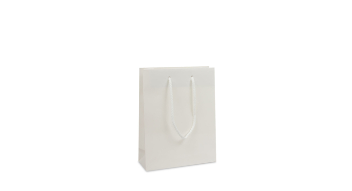 Luxe draagtas, papier, 20+8x26cm, glans-wit (100 stuks)