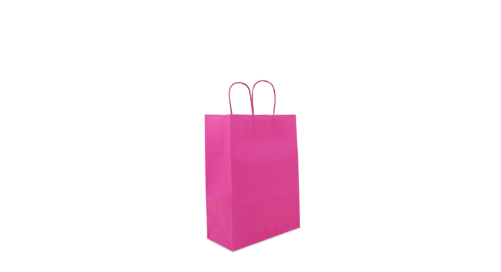 Draagtas, papier, gedraaid, 26+12x34cm, basic, roze (250 st)