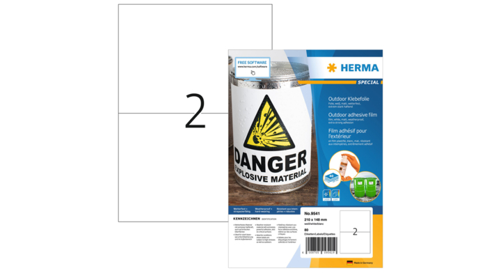 Etiket herma 9541 a4 210x148mm weervast folie wt(9541)