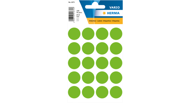 Etiket herma 1875 rond 19mm groen 100st