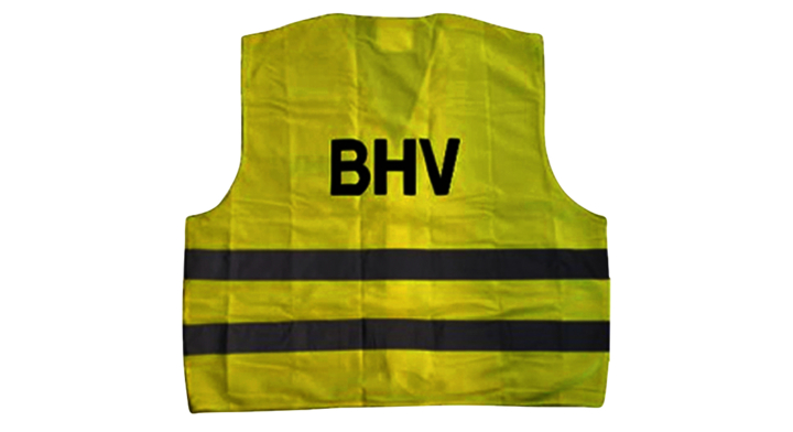 Fluoriserend veiligheidsvest, opdruk 'BHV', geel (1 stuk)