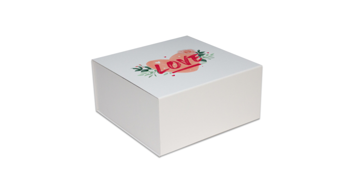 Luxe valentijn magneetdozen,Love, 14x14,5x5,7cm, wit, (25st)