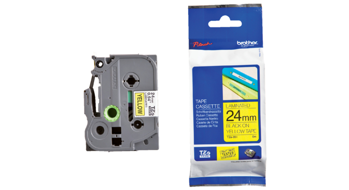 Lettertape brother p-touch tze651 24mm geel/zwart