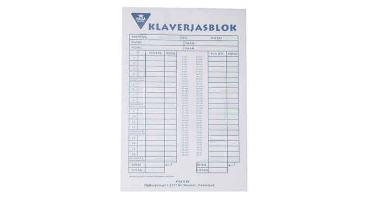 Scoreblok klaverjas