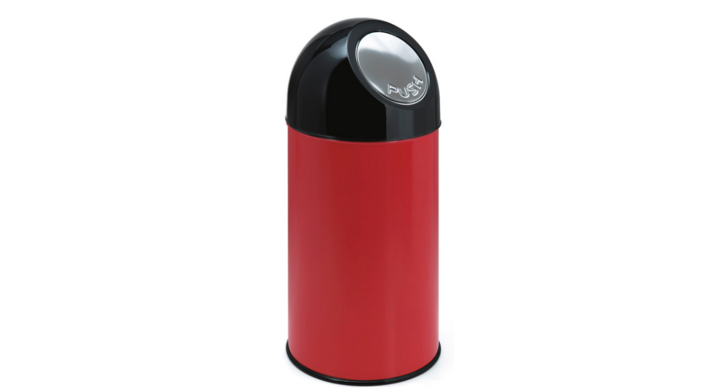 Afvalbak met pushdeksel, 40 liter, rood/zwart, VB 480001