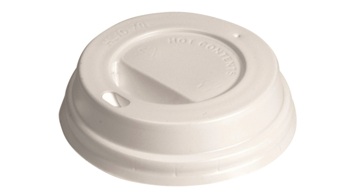 Deksel voor drinkbeker met drinkgat, 70mm, wit (100 stuks)