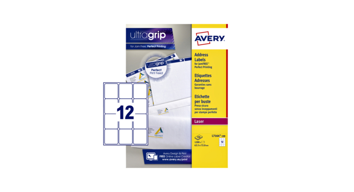Etiket avery l7164-100 63.5x72mm 1200st