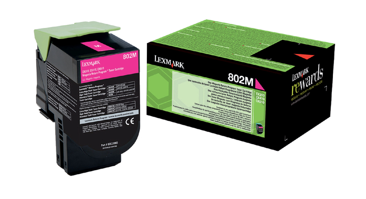 Tonercartridge lexmark 80c20m0 802m 1k rood(80c20m0)