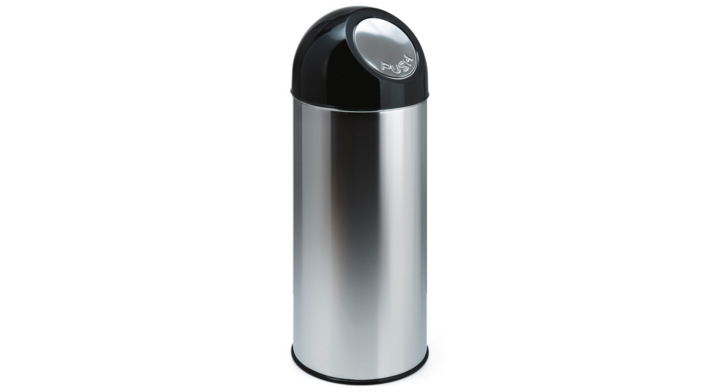 Afvalbak met pushdeksel & binnenbak, 55 liter, RVS, VB 470002