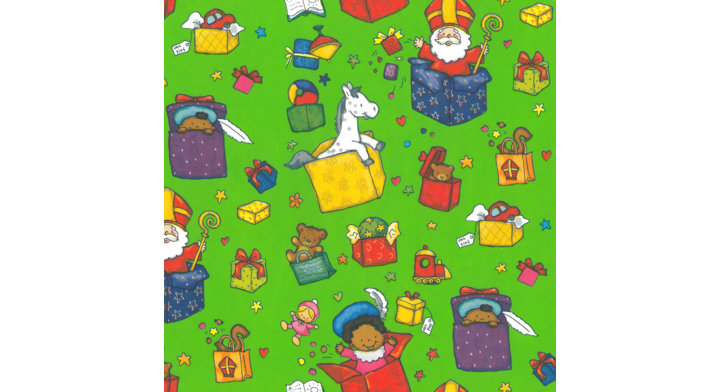 Cadeaupapier Sint, 30cm x 200 meter, D90012, groen
