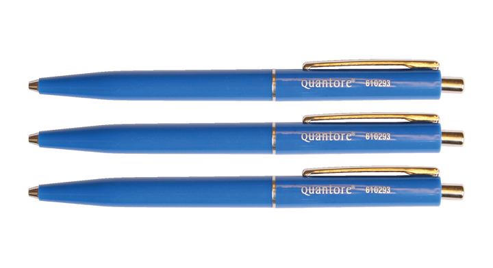 Balpen quantore retractable en metalen clip blauw