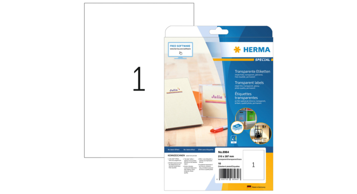 Transparante inkjet folie-etiketten a4 210x297mm(8964)