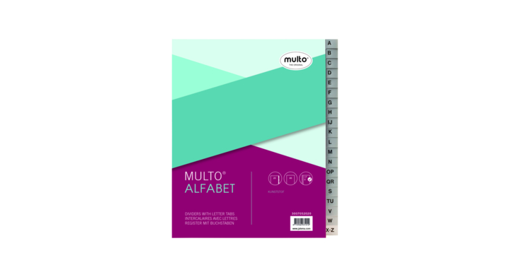 Multo, PP tabbladen A5, 17-gaats, alfabet, grijs