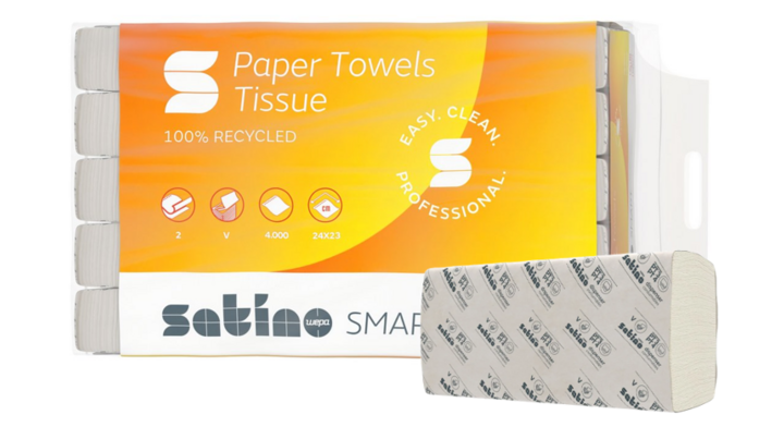 Satino Smart | Papieren Handdoekjes | 23x24cm | 2-Laags | PT3/PT4 | Wit | 276490 (4.000 stuks)