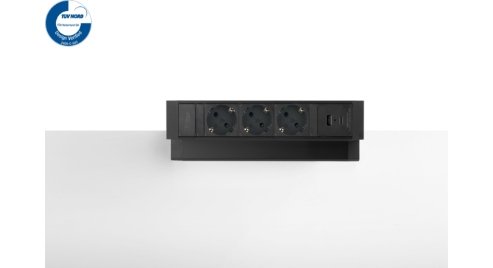 Filex, Power Desk Up 2.0, 3x 230V, 1x USB A+C, zwart