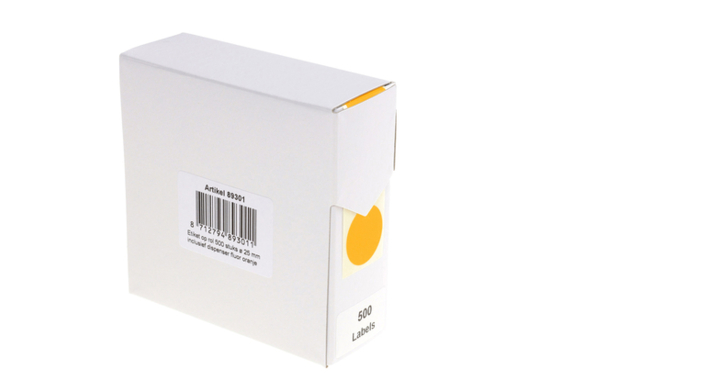 Etiket rillprint 25mm 500st op rol fluor oranje(89301)